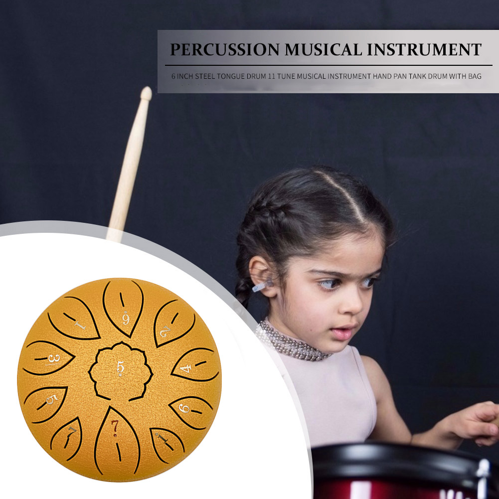 Musical Instrument Types - Glucophone Steel Tongue Drum 6 Inci