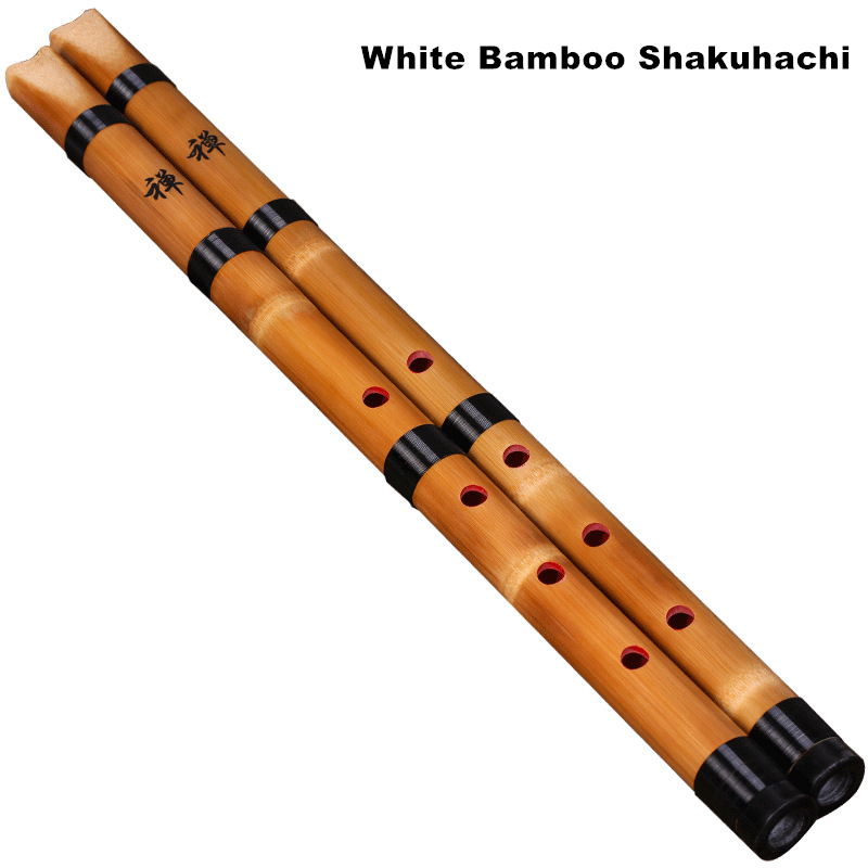 Musical Instrument Japanese - Bambu Putih Alami Buatan Tangan Shakuhachi
