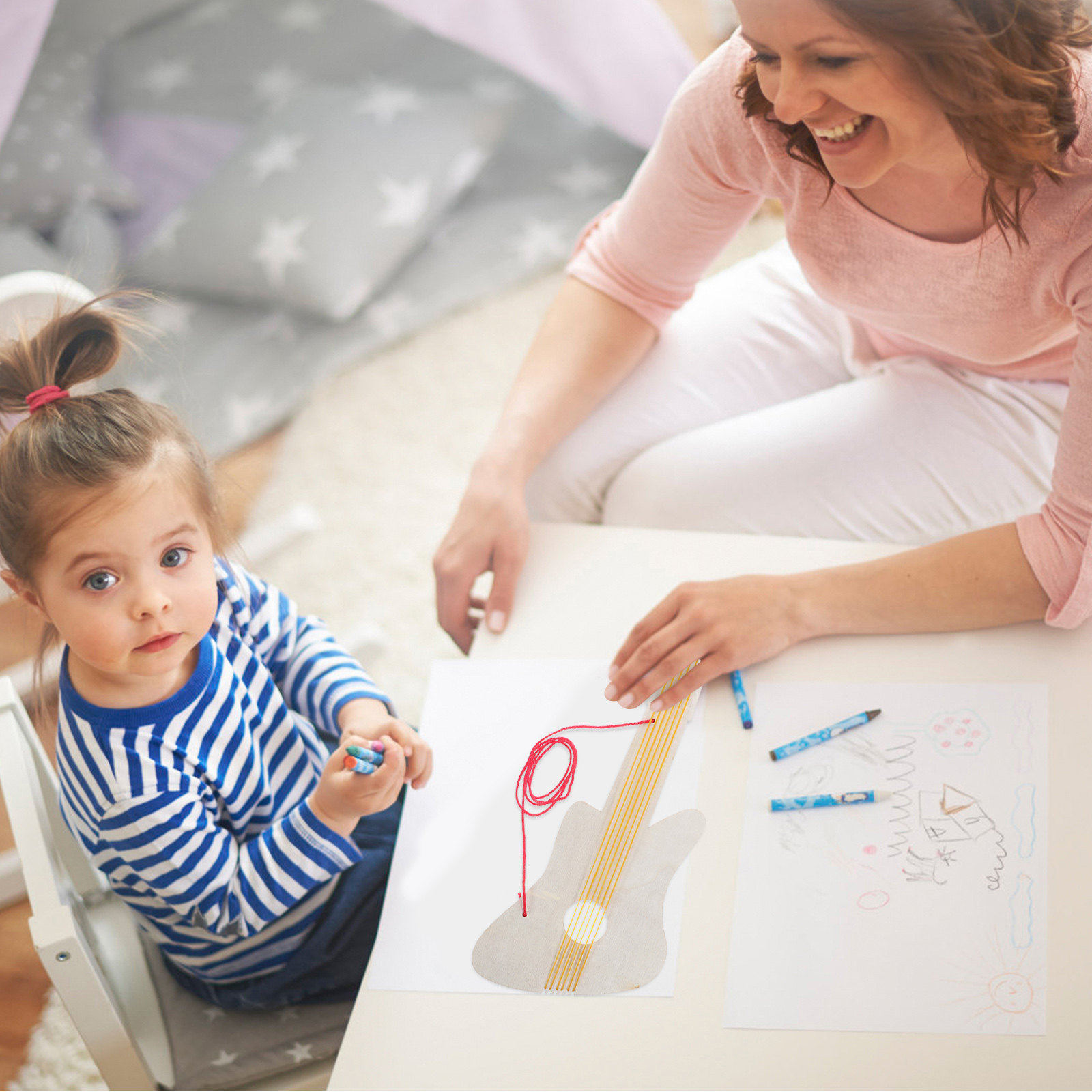 4 Set Gitar Kayu untuk Kerajin - Musical Instrument Diy For Kids ulasan dan harga