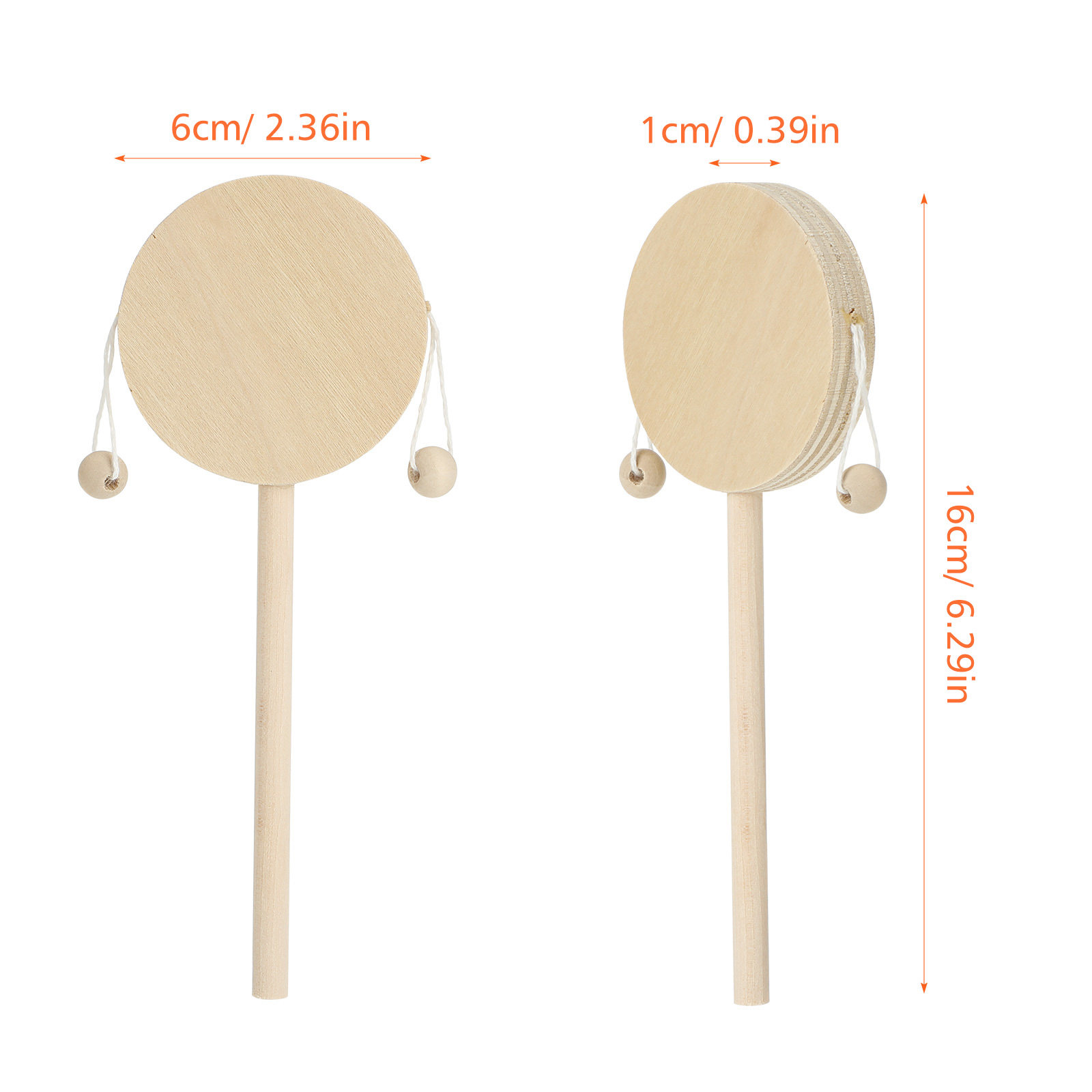 1 Set Drum Rattle Kayu Alami D - Musical Instrument Diy For Kids ulasan dan harga