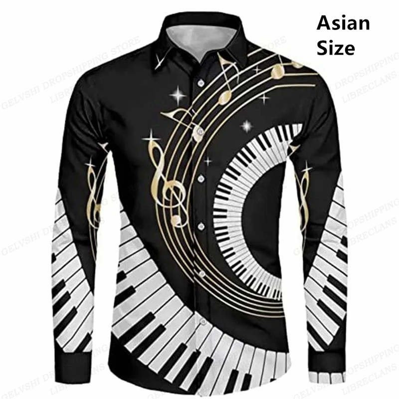 Kemeja Pria Hawaii Lengan Panj - Musical Instrument Hawaii ulasan dan harga