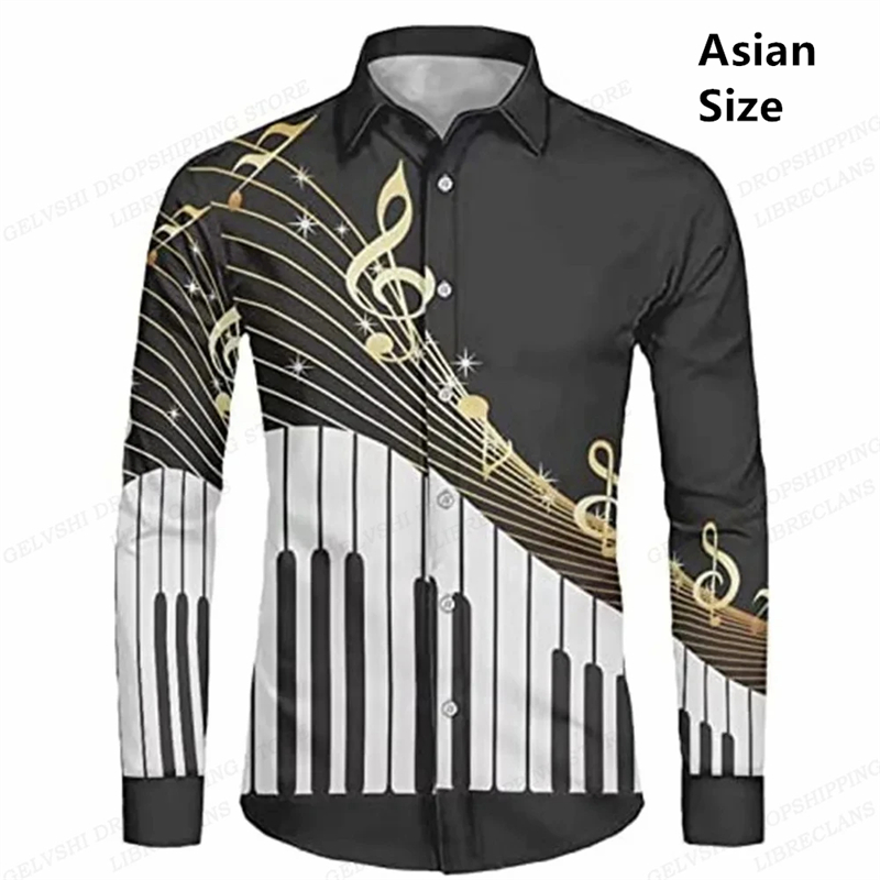 Kemeja Pria Hawaii Lengan Panj - Musical Instrument Hawaii ulasan dan harga
