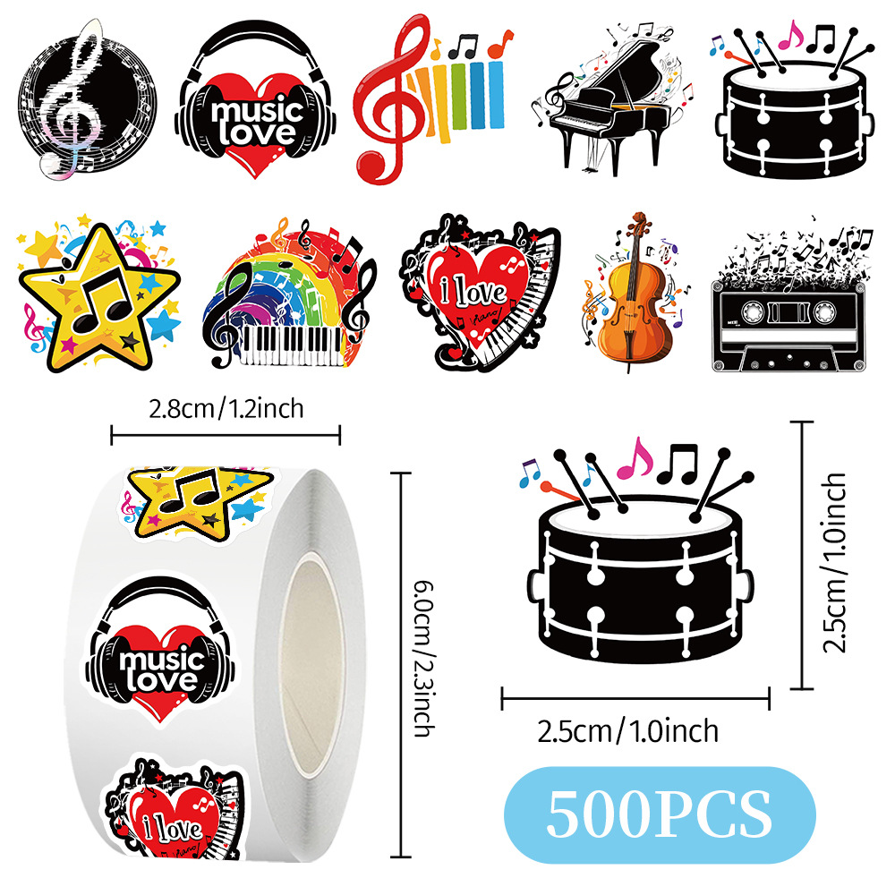 500 Buah Stiker Gulungan Catat - Musical Instrument Diy For Kids ulasan dan harga