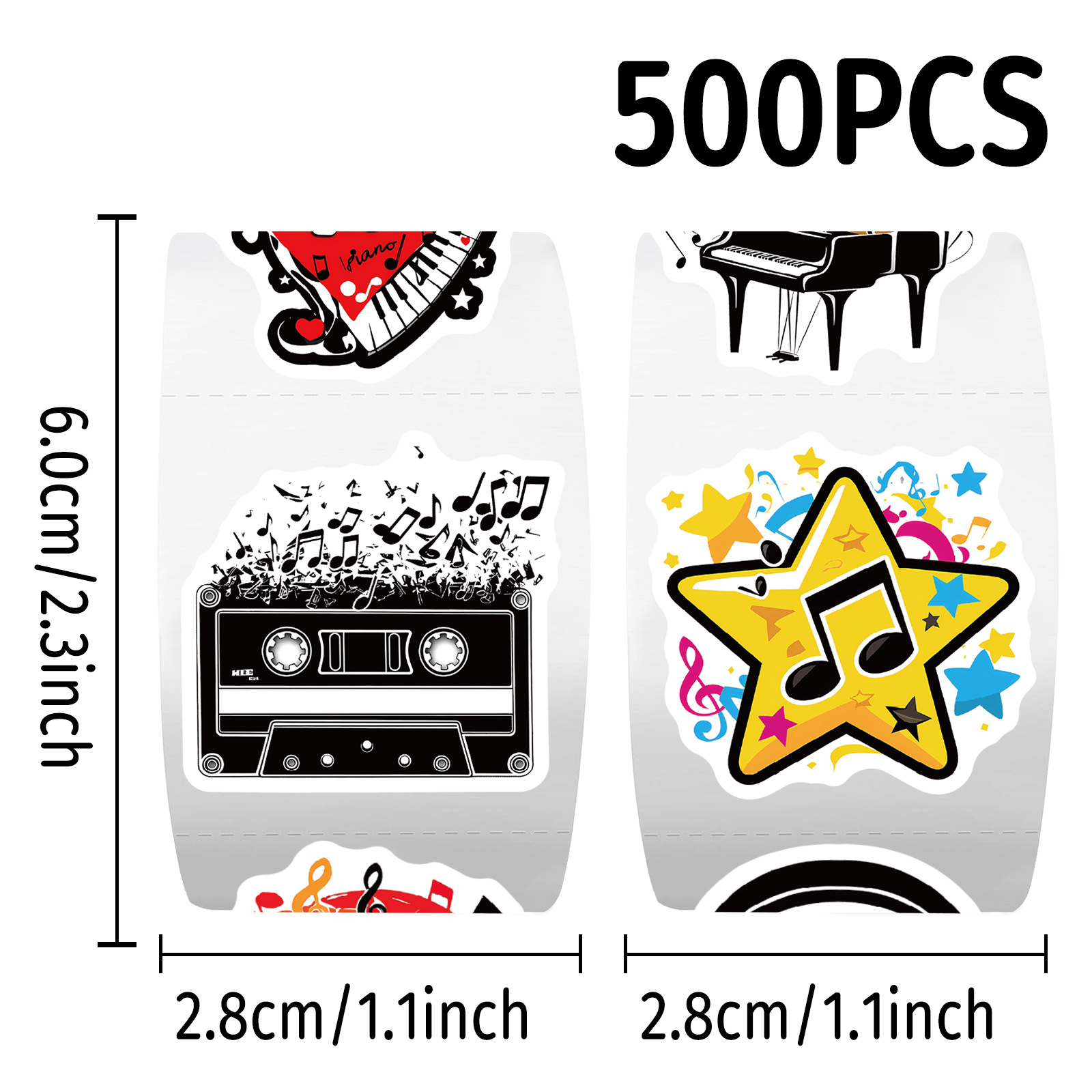 500 Buah Stiker Gulungan Catat - Musical Instrument Diy For Kids ulasan dan harga